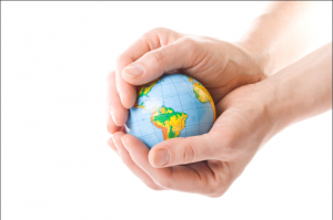 Globe in hands